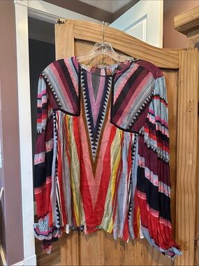 Plenty by Tracy Reese Multicolor Striped Geometric Blouse